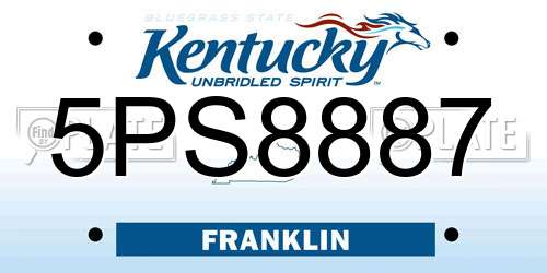 5PS8887 Kentucky License Plate