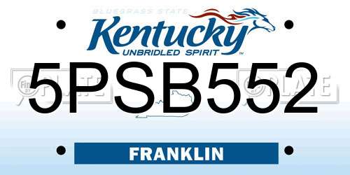5PSB552 Kentucky License Plate