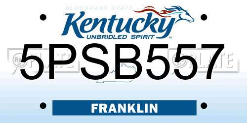 5PSB557 Kentucky License Plate