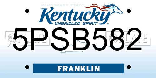 5PSB582 Kentucky License Plate
