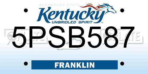 5PSB587 Kentucky License Plate