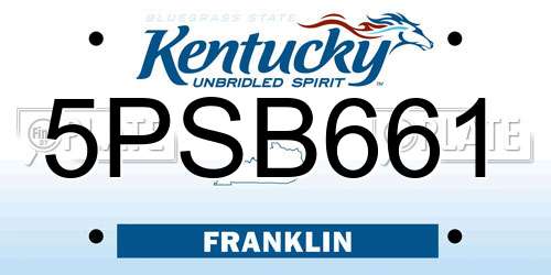 5PSB661 Kentucky License Plate