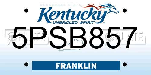 5PSB857 Kentucky License Plate