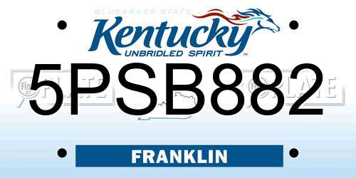 5PSB882 Kentucky License Plate