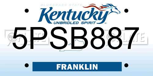 5PSB887 Kentucky License Plate