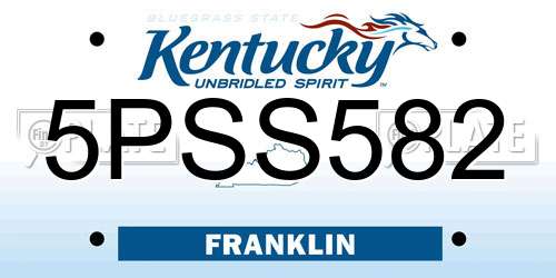 5PSS582 Kentucky License Plate