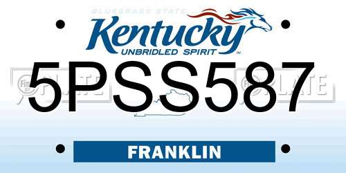 5PSS587 Kentucky License Plate