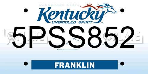 5PSS852 Kentucky License Plate