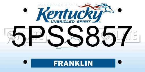 5PSS857 Kentucky License Plate