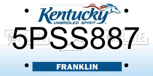 5PSS887 Kentucky License Plate