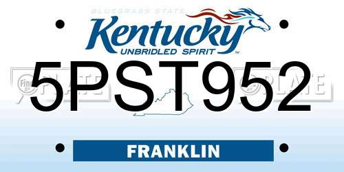 5PST952 Kentucky License Plate