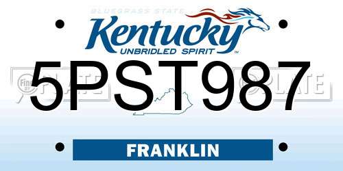 5PST987 Kentucky License Plate