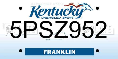 5PSZ952 Kentucky License Plate