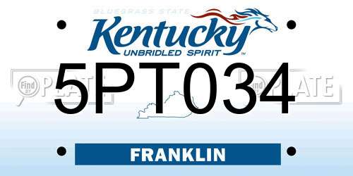 5PT034 Kentucky License Plate