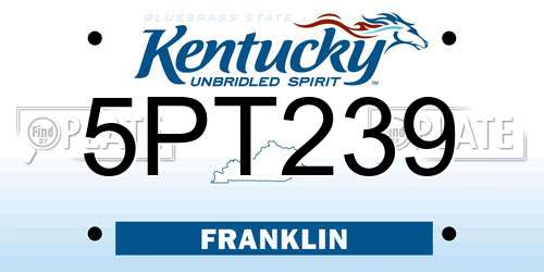 5PT239 Kentucky License Plate