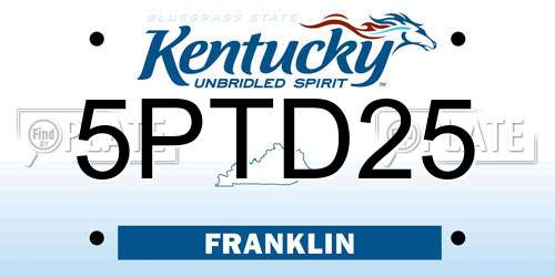 5PTD25 Kentucky License Plate
