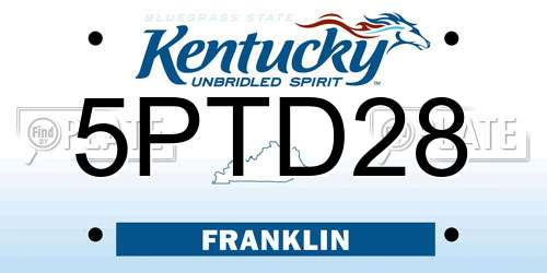 5PTD28 Kentucky License Plate