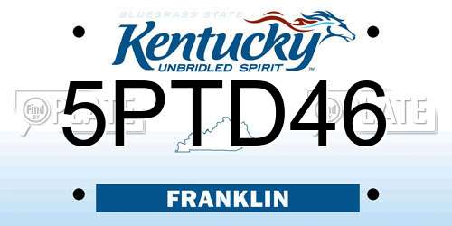 5PTD46 Kentucky License Plate