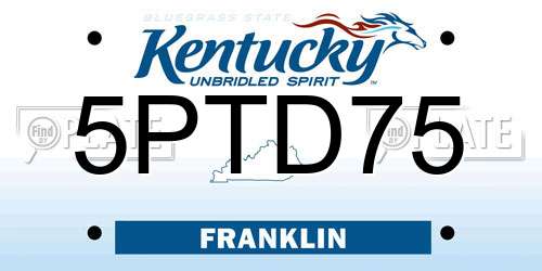 5PTD75 Kentucky License Plate