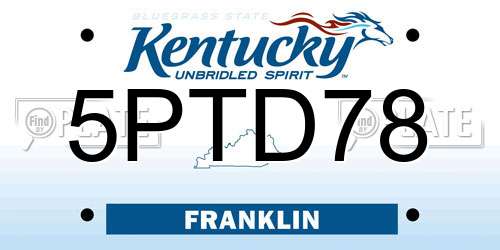 5PTD78 Kentucky License Plate