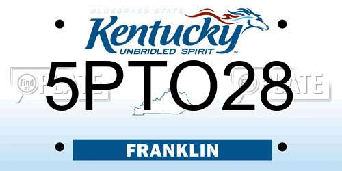 5PTO28 Kentucky License Plate