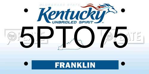5PTO75 Kentucky License Plate