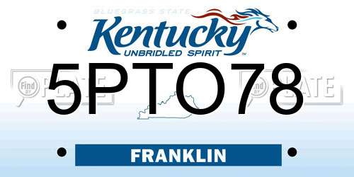5PTO78 Kentucky License Plate