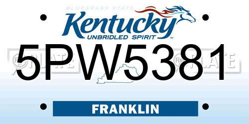 5PW5381 Kentucky License Plate