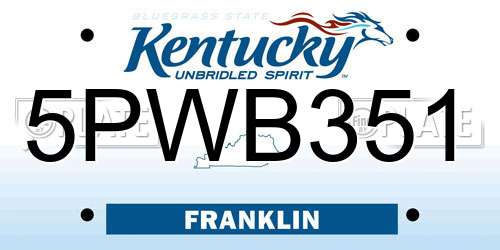 5PWB351 Kentucky License Plate