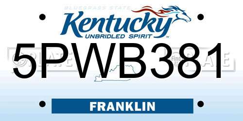 5PWB381 Kentucky License Plate