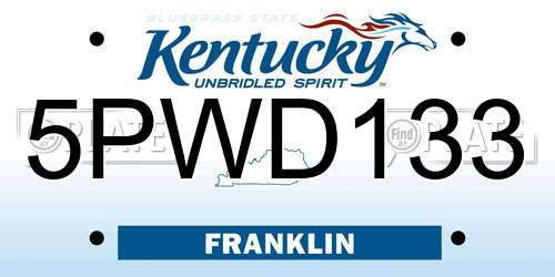 5PWD133 Kentucky License Plate