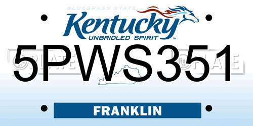 5PWS351 Kentucky License Plate