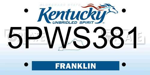 5PWS381 Kentucky License Plate