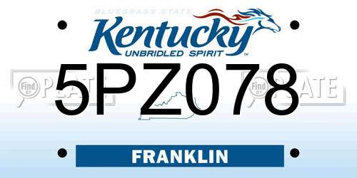 5PZ078 Kentucky License Plate