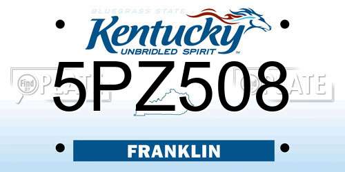 5PZ508 Kentucky License Plate