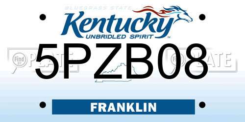5PZB08 Kentucky License Plate
