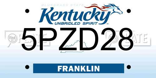 5PZD28 Kentucky License Plate