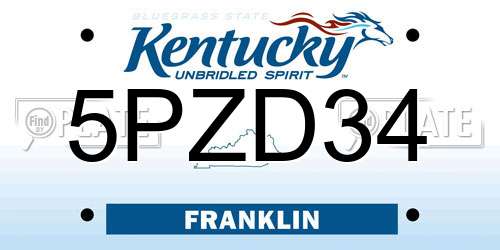 5PZD34 Kentucky License Plate
