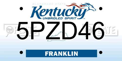 5PZD46 Kentucky License Plate