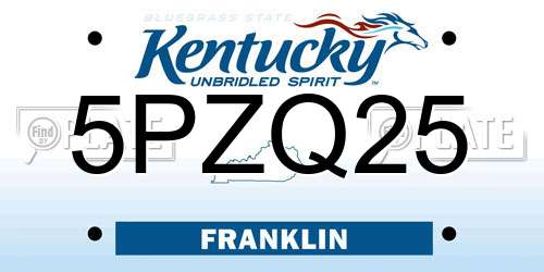 5PZQ25 Kentucky License Plate
