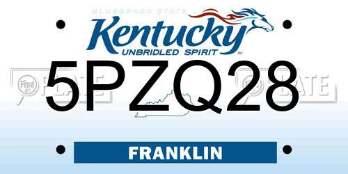 5PZQ28 Kentucky License Plate