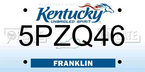 5PZQ46 Kentucky License Plate