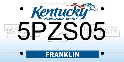 5PZS05 Kentucky License Plate