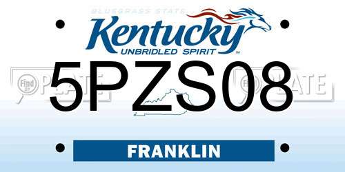 5PZS08 Kentucky License Plate