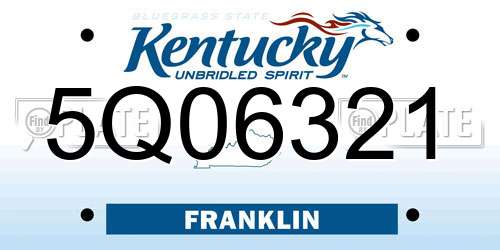 5Q06321 Kentucky License Plate