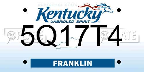 5Q17T4 Kentucky License Plate