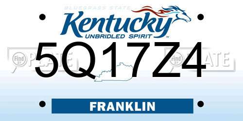 5Q17Z4 Kentucky License Plate