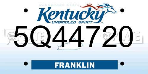 5Q44720 Kentucky License Plate
