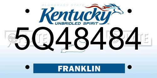 5Q48484 Kentucky License Plate