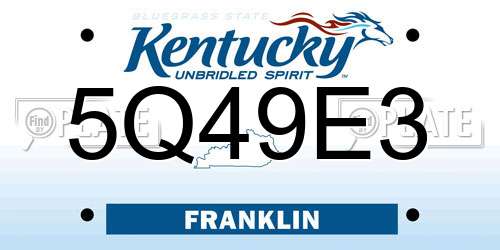 5Q49E3 Kentucky License Plate